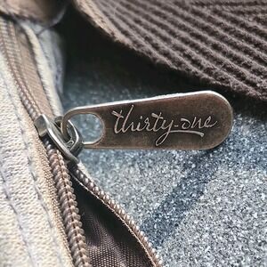 Thirty-One Brown Shoulder Bag Zipper Side Pockets Unisex Adults Fabric